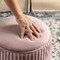 Modern Dusty Pleated Velvet Upholstered Storage Ottoman or Accent Stool with Rubberwood Ball Feet